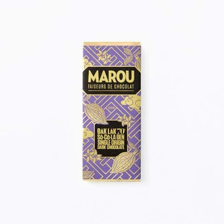 MAROU - Mini Tablette Chocolat Noir 70% - Grand Cru Dak Lak - 24 g - Sans Lécithine, Sans Gluten - Origine Vietnam (Boîte de 25)