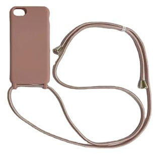 PuYu Zhe Kompatibe mit iPhone 6Plus/7Plus/8Plus Hülle,Verstellbarer Handykette Hülle Silikon Seil Necklace Handyhülle mit Kordel Tasche TPU Bumper Schutzhülle-Sandpulver