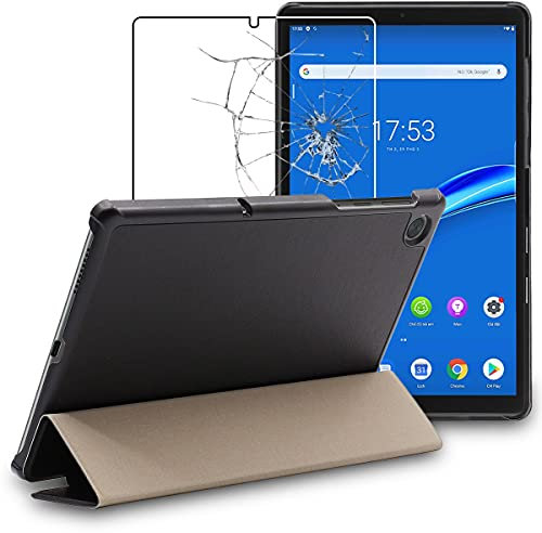 ebestStar - Funda para Lenovo Tab M10 FHD Plus 10.3, Carcasa Capa, Slim Case Protectora, Tapa Magnetica Cuero PU, Negro + Cristal Templado