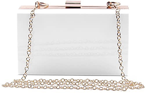 Syrads Borsa da sera con pochette da donna Borsa a tracolla con catena,White