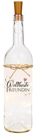 Manufaktur Liebevoll Flaschenlicht Beste Freundin Geburtstagsgeschenk Geld Geschenk Geburtstag Liebe Dankeschön personalisiert Leuchtflasche Deko Abschied (Weltbeste Freundin)