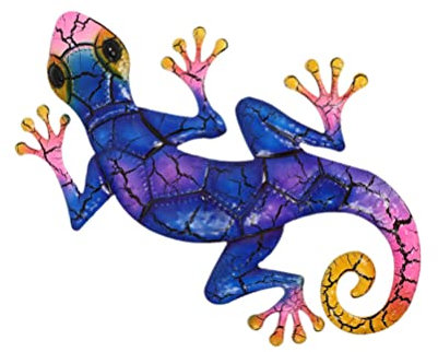 Metall Gecko Wandkunst Skulptur Eisen Wanddekoration Hängende Wanddekoration für Innen- Schlafzimmer Wohnzimmer Garten Terrasse
