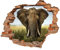 WCB Wandtattoo - Wanddurchbruch mit Aussicht auf Elefant 90 x 74 cm - Wandaufkleber