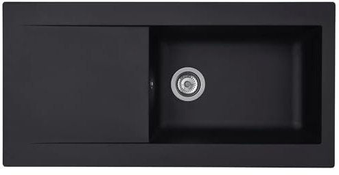 Liquida EW10BL 1.0 Bowl Composite Reversible Inset Black Kitchen Sink with Waste