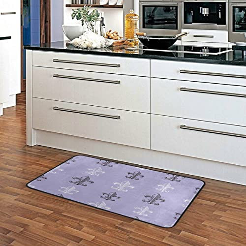 Mardi Gras Fleur de LYS Tapis de cuisine, buanderie, décoration de ferme, tapis de sol, tapis de chambre à coucher, porche, paillasson Mardi Gras Fleur de LYS Violet 99,1 x 50,8 cm