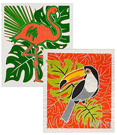 Wet-It! Schwedisches Geschirrtuch-Set (Toucan und Flamingo)