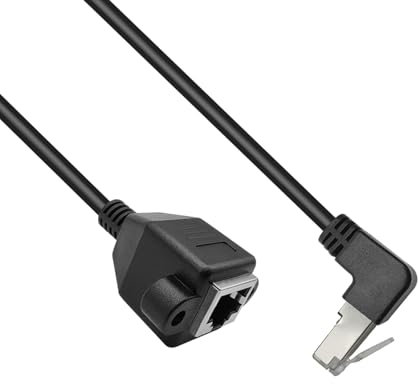 iYueMps 90 Grad RJ45 Verlängerungskabel,30cm Abwärtswinkel RJ45 Stecker auf Buchse Ethernet Verlängerungskabel, geschirmt Netzwerkanschluss Schraubpaneel kabel für Router Modem (Abwärtswinkel)