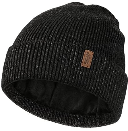 Beanie for Men, Stretchy Soft Cuffed Wooly Beanie with Thick Warm Lining, Unisex Classic Winter Hat, Gifts for Women/Men/Her/Him/Dad (Dark Grey)