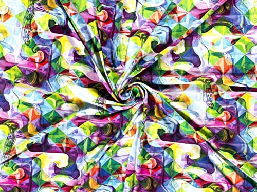 Stretch-Strickstoff, Viskose-Jersey, abstrakt, Meterware, Grün