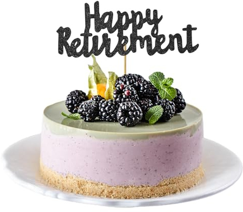 Happy Retirement Cake Topper, Glitter Retirement Cake Decoration for Men Women Retired Party Decoration Supplies Y7TXCP (black)