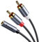 SOOMFON RCA to 3.5mm Audio Cable Red and White 2RCA to 3.5mm Jack Female Phono Leads High Durability Nylon Braided Gold-Plated Plug Stereo Audio Cable for Hi-Fi Speaker Car Home Theater