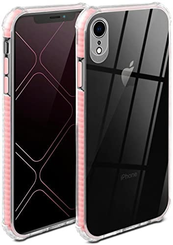 ONEFLOW für iPhone XR Hülle Silikon transparent, Handyhülle mit stoßfestem Bumper Backcover durchsichtig Silikonhülle kabelloses Laden Schutzhülle, Cushion Case, Rosa