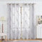 FMFUNCTEX Grau Silber Voile Vorhänge Transparente Gardinen mit Ösen für Wohnzimmer Metallic Zweigen Muster Vorhänge Lichtdurchlässig Ösenschal für Schlafzimmer 2er Set, 225 x 134 cm (H x B)