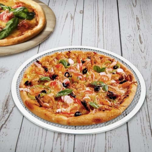 Commercial Aluminium Pizza Screen 7,8,10,12,14 16,18 Pizza Flat Screen Cooling Serving Tray for Restaurant,Pizza Shop and Home Baking (7)