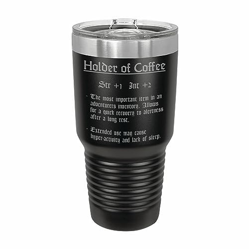 D&D Tumbler Holder of Coffee Funny Item Description Master Engraved Travel Mug DND Dungeons Dragons Gifts (30 ounce Black)