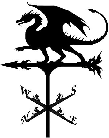 Edelstahl-Drachen-Wetterfahne, Retro-Szene, Gartenstecker, Wetterfahne, Messwerkzeuge, Windrichtungsanzeiger Für Terrasse, Hof, Ornament, Dekoration, Wetterhahn