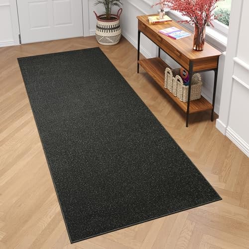TAPISO Mono Läufer Teppich Kurzflor Indoor Outdoor UV-beständig Dunkelgrau Einfarbig Wohnzimmer Schlafzimmer Kinderzimmer Modern Design ÖKO-TEX 70 x 200 cm