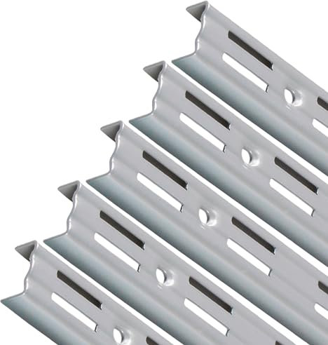 PRIOstahl Wandschienen für Regalträger - 5 x Schienen | 2-reihig | Länge: 500 mm | Silber | Wandhalterung zur flexiblen Montage von Regalsystemen Regalhalter Regalbodenträger Wandregal aus Stahl