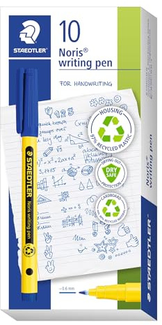 STAEDTLER Noris 307 Fineliner – Blau, 0,6 mm, einzeln | Aus 97 % recyceltem Plastik, DRY SAFE Tinte auf Wasserbasis – für Erwachsene – Art.-Nr. 307-3