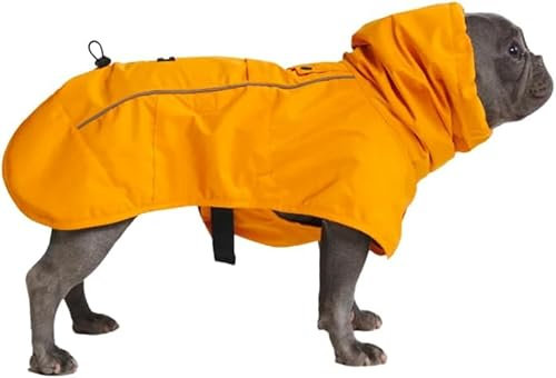 Spark Paws Hunderegenmantel, wasserdichte Winddichte Regenjacke, für kleine, mittlere, große und extra große Hunde, reflektierend, atmungsaktiv, mit vollständigem Körperschutz - Mustard Yellow - XL