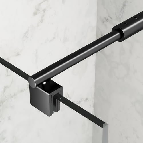 Boromal Haltestange Duschwand Haltestange für Duschwände Stabilisierungsstange Haltestange Stabilisator für Glasdicke 8-10mm Dusche Duschwand Duschabtrennung Edelstahl 73-120cm, Schwarz