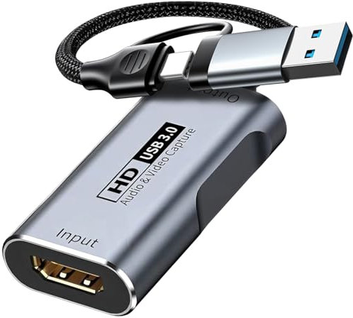 Video Capture Card,4K HDMI to USB 3.0 Capture Card,HDMI to USB/USB C Audio Video Recording in 1080P@60Hz, 2K@30Hz for Teaching,Broadcasting,Gaming,Streaming,Video Conference