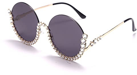 Sonnenbrille mit Strassrahmen, runde Sonnenbrille, Strand-Sonnenbrille, blendfreie Sonnenbrille, Strass-Rahmen, Sonnenbrille für Damen