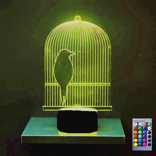 Jinson well 3D Vogelkäfig Lampe optische Illusion Nachtlicht 16 Farbwechsel Tisch Schreibtisch Dekoration Lampen USB Spielzeug