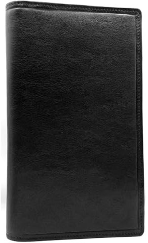 Charmoni - Etui Porte chéquier Talon en Haut - Protection Anti RFID - 2 Volets - 4 emplacements Carte crédit en Cuir Vachette (Cuir Collet Vache, Noir)