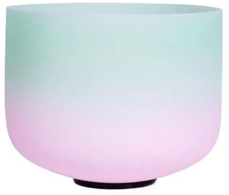 Cuencos Cantores, 432HZ 8 Cuenco Cantor de cristal de cuarzo rosa claro verde menta 8 pulgadas, anillo tórico y mazo incluidos para