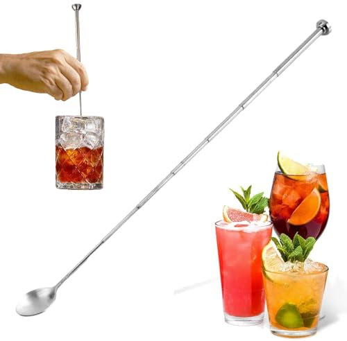 Ausziehbarer Löffel für Camping, Teleskop-Löffel, Picknicks, langer Griff, zum Mischen von Getränken, Edelstahl, ausziehbar, verstellbar, Kochen, Reisen, ausziehbarer Griff zum Messen von Zutaten