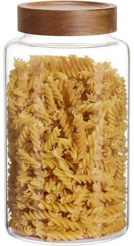 Yangbaga 84 oz Glass Storage Container with Lid, Glass Jars with Lids, Clear Food Storage Jars, Round Glass Jars 1PCS, Pantry Organizer and Flour Oatmeal Tea Cookies Coffee Bean Storage Container