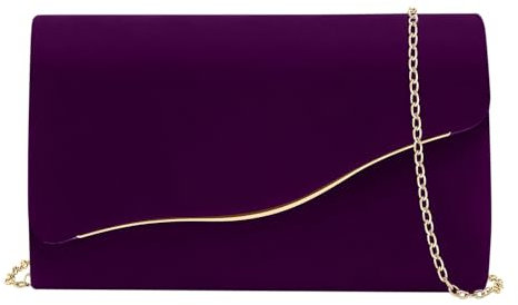 Clutch Purses for Women Evening Bag Faux Suede Formal Party Wedding Cocktail Prom, Dark Purple