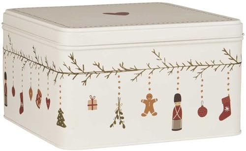 IB Laursen Keksdose Nostalgic Christmas Weiß mit Weihnachtsgirlande Eckig 17x17