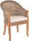 korb.outlet Rattan-Sessel mit Holzbeinen, Sessel aus echtem Rattan - Rattanstuhl Club (Grau Natur mit Teakholz, mit Polster)