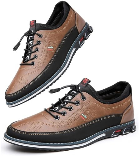 Hommes Oxford Cuir Chaussures Décontractées Moccasin Respirant et Luxueux Bureau de Conduite Marche Chaussures à Lacets Affaires Marron 51 EU