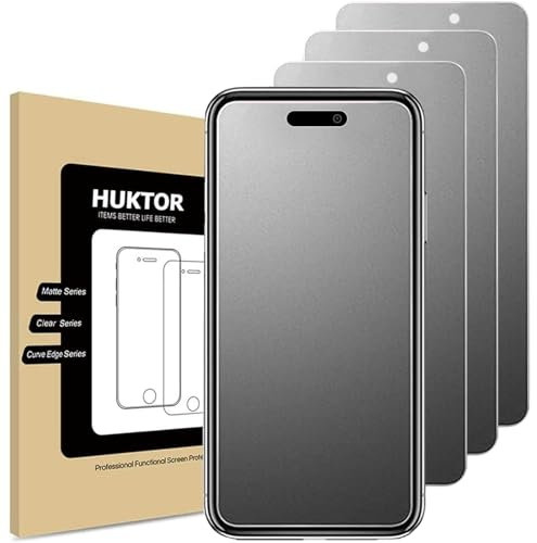 HUKTOR 3 pièces Mat Verre Trempé pour iPhone 15/15 Pro Protection Écran Antireflets & Anti-Empreintes digitales Dureté 9H Résistant aux Rayures Protecteur Vitre pour Apple 15/15 Pro,6.1”