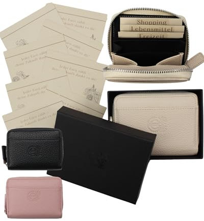 BeginnerBudget® Budget Planner Portemonnaie Damen – Budget Geldbörse mit Münzfach, 8 Dashboards & 11 Stickern – Perfekt für Sparplaner, Umschlagmethode & Cash Stuffing (Beige)