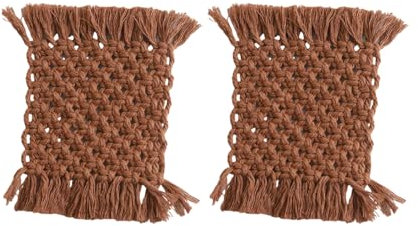 Set di 2 vasi fatti a mano all'uncinetto in cotone intrecciato a mano, tovagliette per la cucina