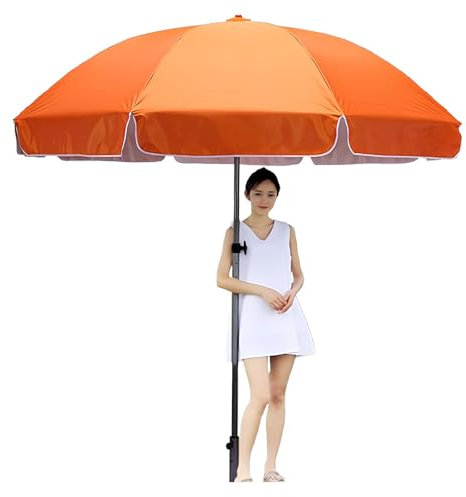 XUQQU Gartenschirm Im Freien, Großer Terrassenschirm, Sonnenschirm, Tragbarer Marktschirm, Strandschirm Für Schwimmbäder, Camping, Märkte, Höhenverstellbar, Ohne Basis(Orange,3.0m/9.84ft)