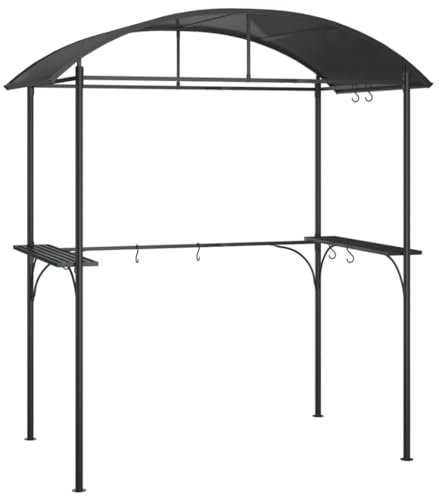 Massbinet Pavillon Grillpavillon mit Seitenregalen Anthrazit 220x115x230 cm Stahl