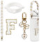 Cute Letter Charm Set Compatible with Owala Water Bottle 24 oz, 32 oz, 40 oz, Owala Kids, Owala Coffee Tumbler, Owala FreeSip – Includes Handle Strap, for Owala & Stanley Cup Accessories (White, F)