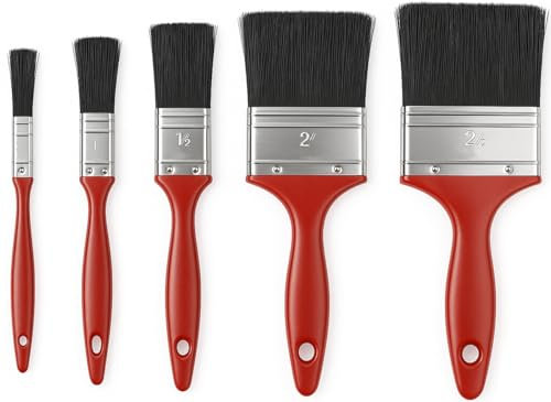 Xtremeauto 5pc Paint Brush Set – Synthetic Bristle Brushes for Emulsion, Gloss, Varnish & Stains – Ergonomic Handles – Sizes: 0.5”, 1”, 1.5”, 2”, 2.5” – Ideal for DIY & Craft Projects (5 Piece)