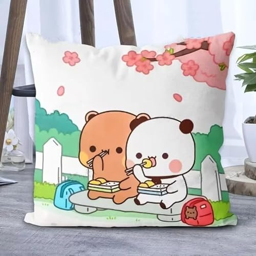 Niedliches Bubu Dudu Wurfkissen, Kawaii-Anime, weiches Cartoon-Panda-Kissen für Heimdekoration, entzückendes Geburtstagsparty-Kissen, Geschenke für Jungen und Mädchen (D, 45 x 45 cm)
