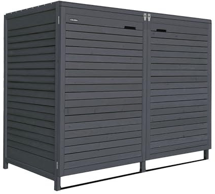 Mülltonnenbox Roma Mülltonnenverkleidung Mülltonnecontainer Holz imprägniert in anthrazit 120L - 240L vormontiert (2 Tonnen)