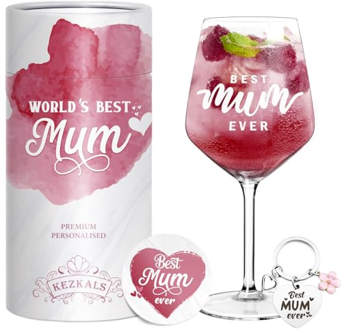 KEZKALS Gifts for Mum, Personalised Wine Glass, Mum Gifts Christmas | Mum Birthday Gifts for Women, Stocking Fillers Stuffers Gifts for Mum Women Christmas Mothers Day