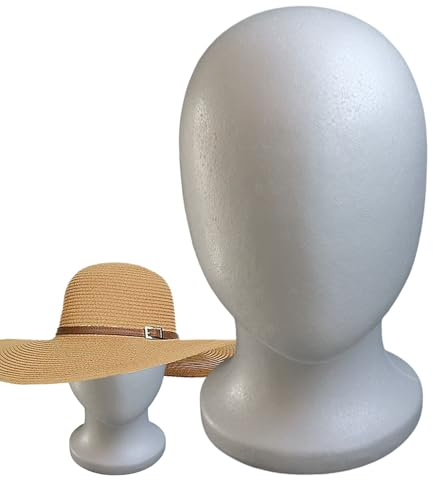 Foam Perückenkopf - Gesichtslosen 27x15,2 Cm 56 Cm Umfang | Weibliche Schaufensterpuppe Klapphalter | Leichte Perückensbrille Hut Display Stand | Langlebiger Schaumstoff Manikin Für Salon Store Und Ha