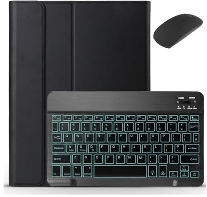YSJX Abnehmbare Magic Keyboard-Hülle, PC-Abdeckung mit PU-Lederständer, kompatibel mit Samsung Galaxy Tab S7 11 Zoll (SM-T870/T875/T876B)(Black+Black Backlit Keyboard)