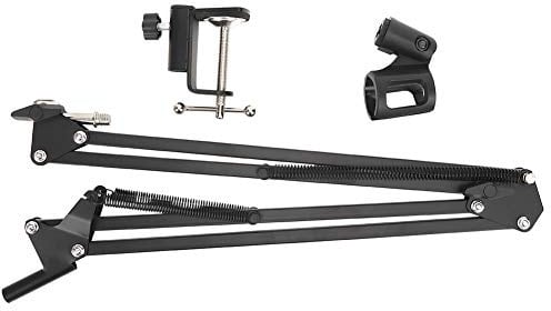 AOWINHIT Support de Microphone Réglable Professionnel, Bras de Suspension Robuste avec Support Flexible à Col de Cygne pour Enregistrement en Studio, Podcasting, Acier Noir, Charge de 4