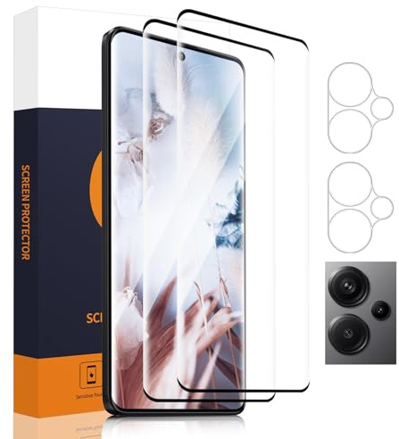 Carantee 2+2 Pack Verre trempé pour Xiaomi Redmi Note 13 Pro Plus 5G, Dureté 9H Vitre Protection + Caméra Protecteur, 3D plein écran, Haute Sensibilité, HD Redmi Note 13 Pro Plus Protection écran